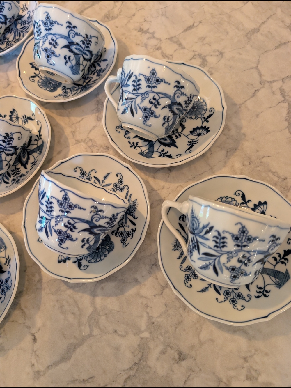 Blue Danube Porcelain Teacup and Saucer Set of 9